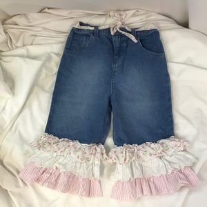 Copper Key Girl’s Denim Blue Jeans with Ruffled Pant-legs Size 6X